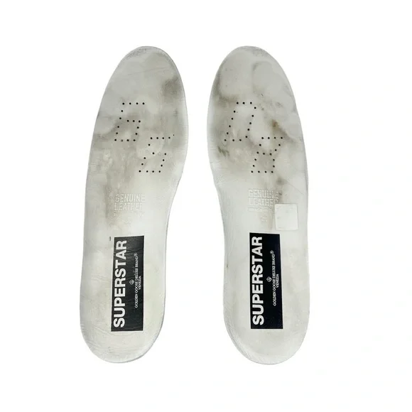 Golden Goose Black Leather Low Top Lace-up Super-Star Sneakers M Size 41 - Picture 9 of 10